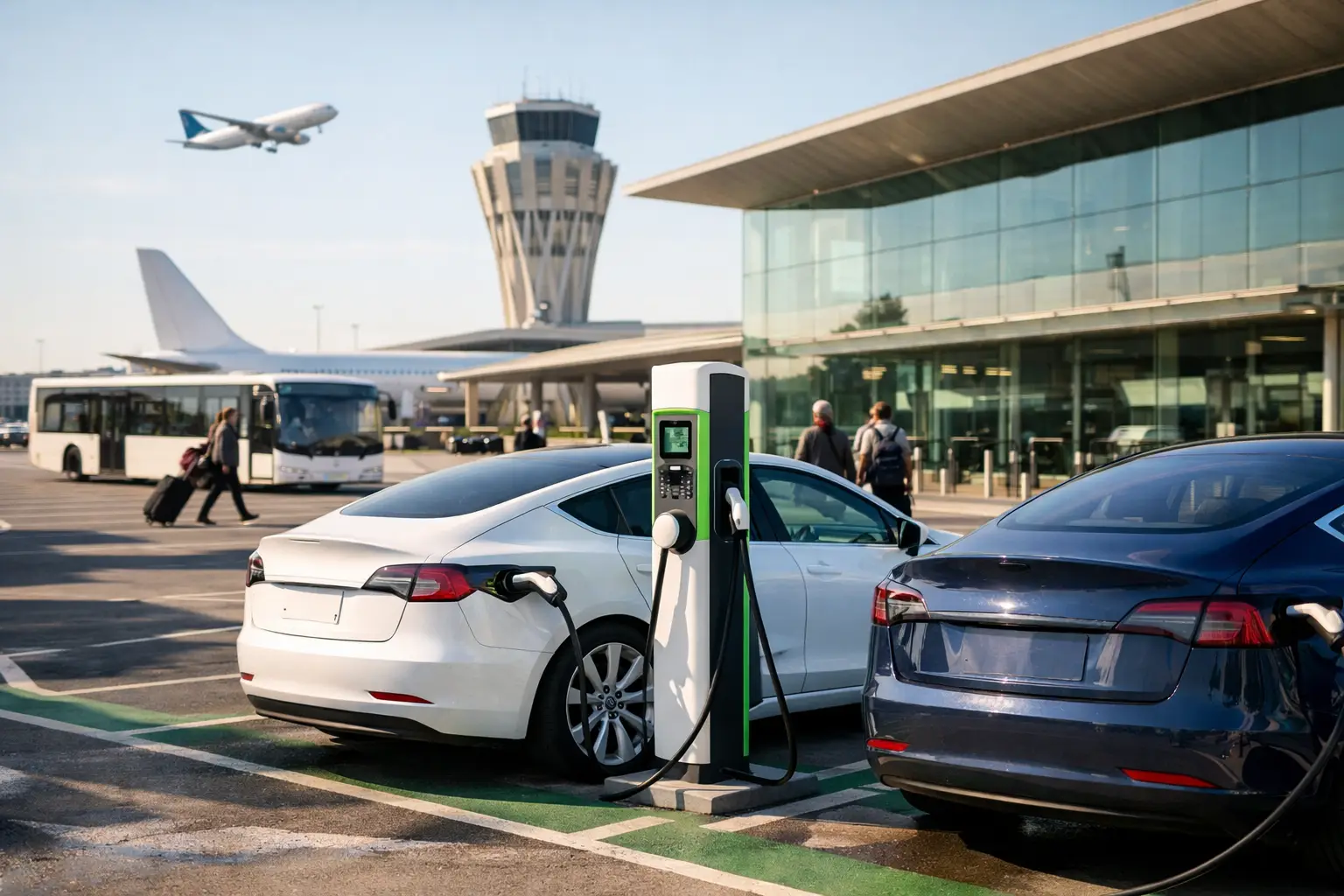 Coches eléctricos parking aeropuerto Barcelona carga